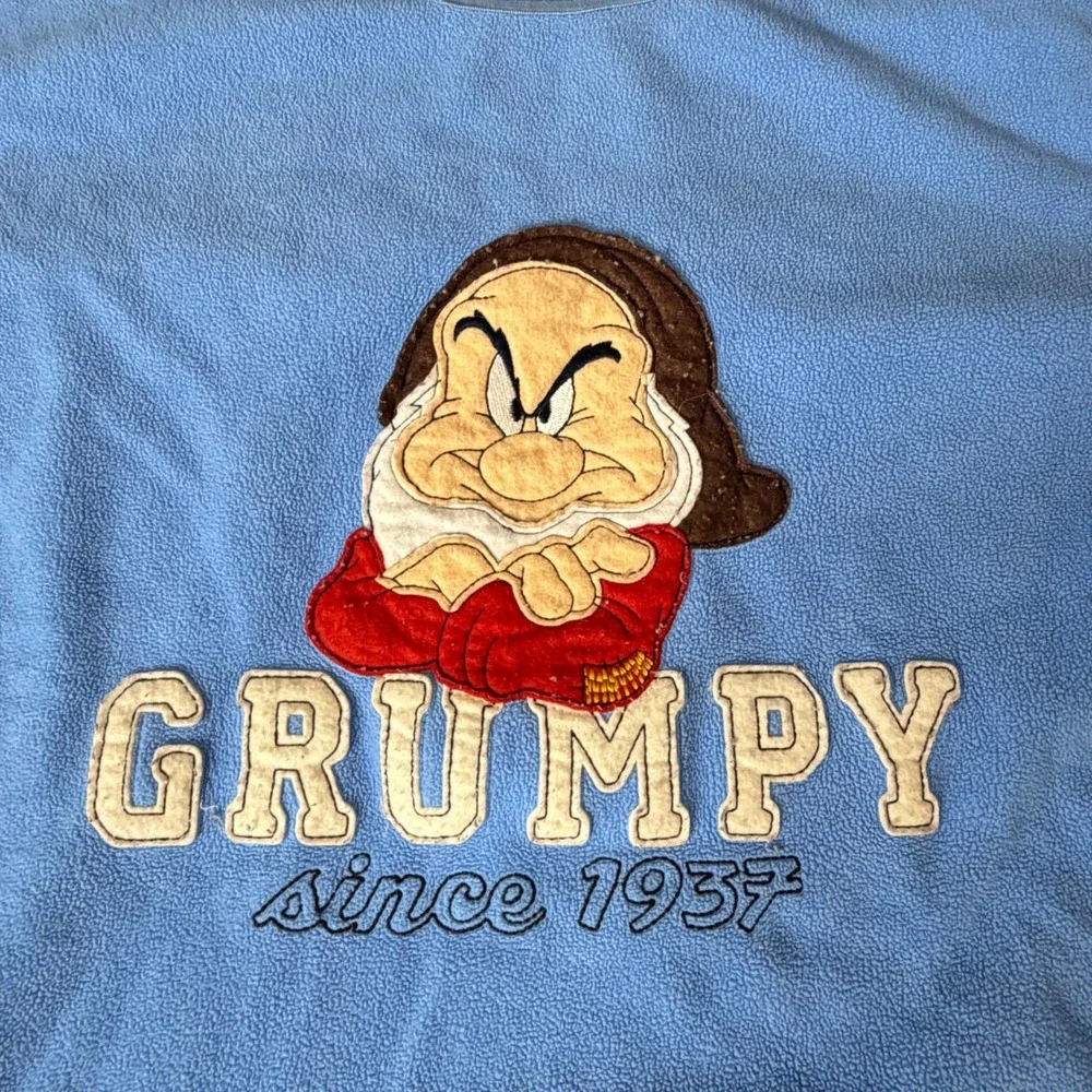 Disney Grumpy Since 1937 Blue Fleece Sweatshirt Snow White Dwarf Mens‎ XL A-